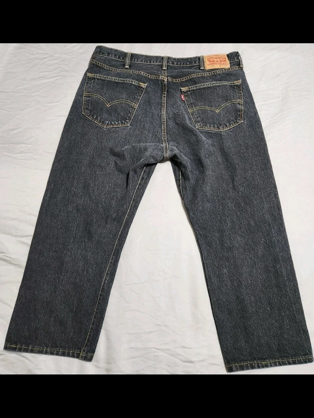Levis 501 Mens Black Jeans 40x30 Altered Cropped Measures 39x24.5 Button Fly STF